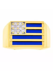 Rylos 14K Yellow Gold Simulated Blue Quartz & Diamond Ring - Picture 1 of 2