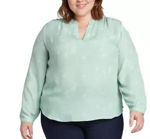 Ava & Viv Women's Plus Size 3x Floral Print Long Sleeve Blouse Top Green - Picture 1 of 2