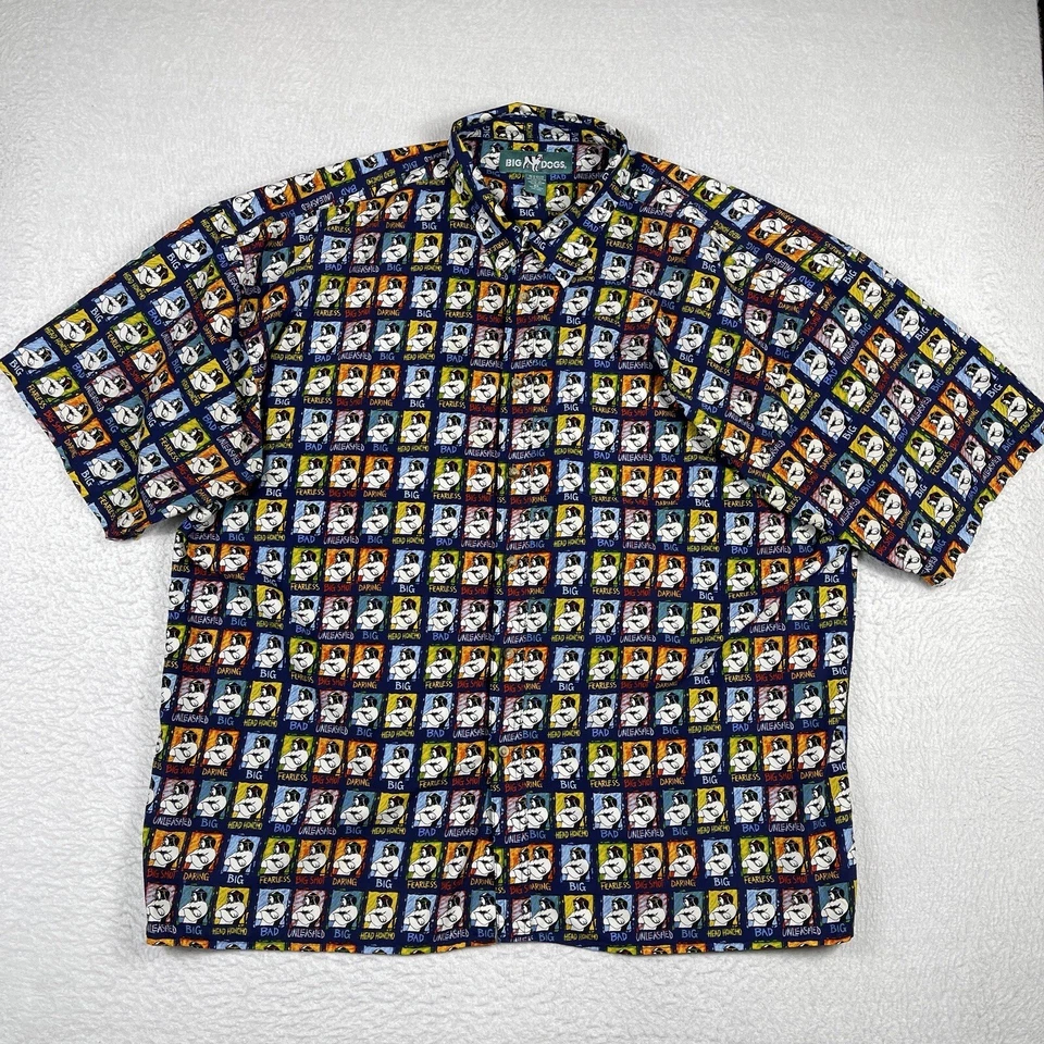 Camisa De Colección Big Dogs Para Hombres 4X Estampado Completo Perro Bad Fearless Años 90 Papá Fiesta Foto 1 de 4