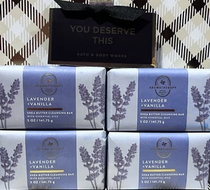 X4 LAVENDER + VANILLA Bath & Body Works Bar Shea Butter Cleansing Soap - Picture 1 of 3