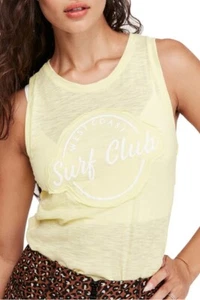 Camiseta Free People Top S MARTINE Tanque Gráfico Recorte Burnout SURF CLUB NUEVA CON ETIQUETAS - Imagen 1 de 8