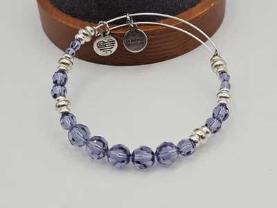  Brazalete Brazalete Alex & Ani "Real" Púrpura Cuentas Cristal Swarovski Plata ✨️ Foto 1 de 4