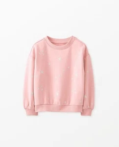 Hanna Andersson Girls Pink Long Sleeve Sweatshirt Foil Print Stars - Size 8 - Picture 1 of 8