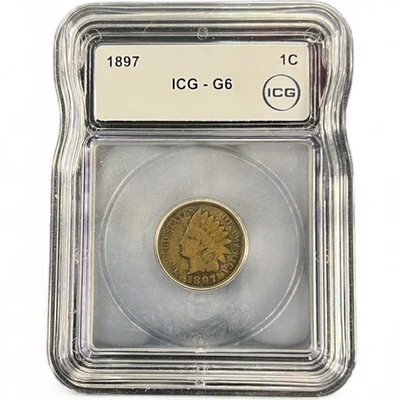 1897 Indian Head Cent G6 ICG White Label - Image 1 of 4