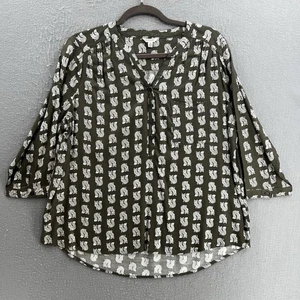 Top Sonoma donna XL blusa verde prezzo volpe manica 3/4 scollo a V casual ufficio - Foto 1 di 8