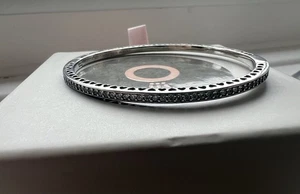 Pandora Radient Hearts Bangle Pink Enamel & Cz S925 ALE 19cm - Picture 1 of 4