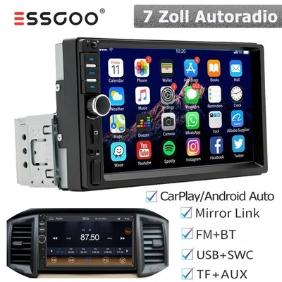 7" Autoradio Apple CarPlay Android Auto FM Bluetooth USB TouchScreen Single 1DIN - Bild 1 von 4