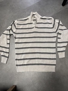 Herren Strick Pullover Grau Gestreift XL Baumwolle C&A - Bild 1 von 5