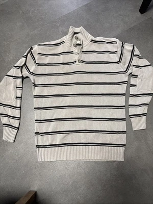 Herren Strick Pullover Grau Gestreift XL Baumwolle C&A - Bild 1 von 4