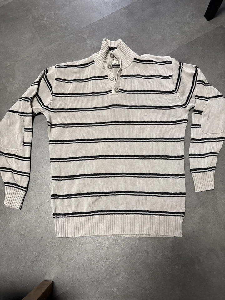 Herren Strick Pullover Grau Gestreift XL Baumwolle C&A - Bild 1 von 4