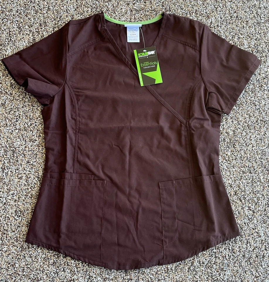 Blusa Médica Estampada XS Marrón Para Mujer Nueva con Etiquetas Foto 1 de 1