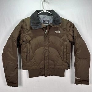The North Face Prodigy 600 Jacket Womens Small Brown Down Puffer Bomber Zip - Picture 1 of 10
