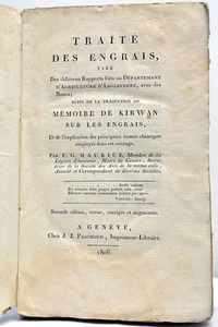 MAURICE (F. G.). Traité des Engrais, tiré des différents Rapports faits au 1806 - Picture 1 of 10