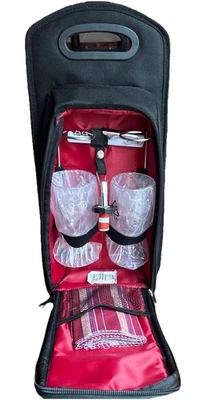 Bolsa de viaje de vino y juego de picnic KOVOT de 9 piezas. Bolso de Vino Aislado Negro y Rojo Foto 1 de 4