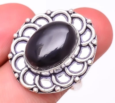 Anillo de joyería chapado en plata con piedras preciosas de ónix negro 7,5 (9420) T950 F1881 T8 Foto 1 de 4
