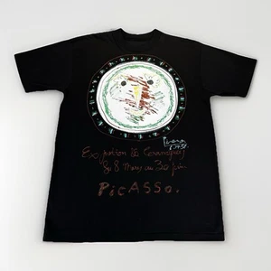Vintage T-Shirt 90’s Pablo Picasso Men’s Large Black Ceramics Exhibition 58’ Owl - Bild 1 von 10
