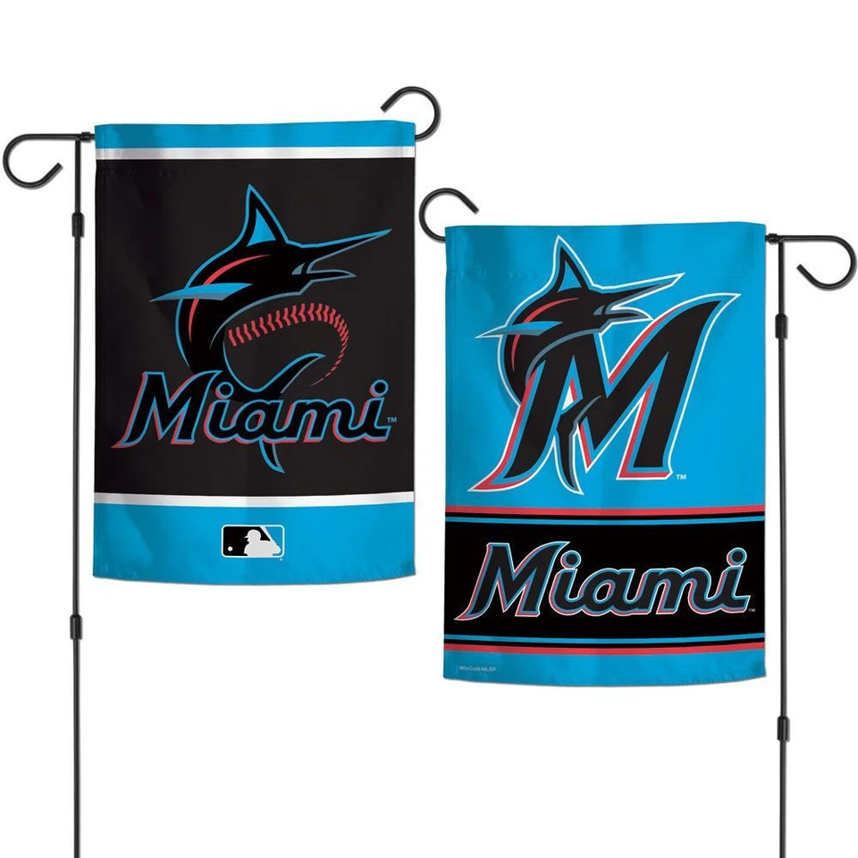 Miami Marlins Flag 12x18 Garden Style 2 Sided - Image 1 of 1