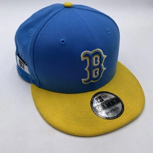 Boston Red Sox Hat New Era 9fifty SnapBack Custom Embroidered Blue Yellow Ernest - Picture 1 of 10
