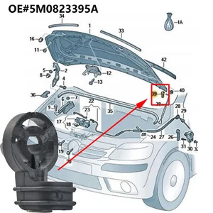 1X For Skoda Fabia II Rapid Octavia Hood Bonnet Rod Stay Bracket Buckle Clip - Picture 1 of 6