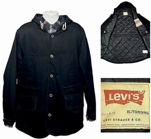Levi's Canvas Arbeitsjacke mit Kapuze schwarz gesteppt lang Chore Mantel Herren XL TOP - Bild 1 von 10