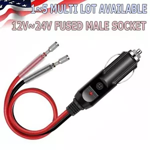 Fused 12V Male Car Cigarette Lighter Plug Socket Connector US - Picture 1 of 11