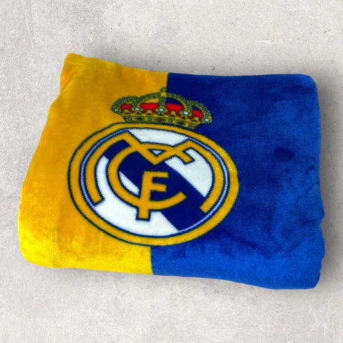 Soccer Real Madrid Futbol Club Blanket Plush Sherpa Throw Sports Team 58 x 46” Cover