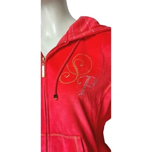 South Pole Vintage Y2K Red Velour Puff Sleeve Hoodie Track Suit Size 1X - Picture 1 of 15