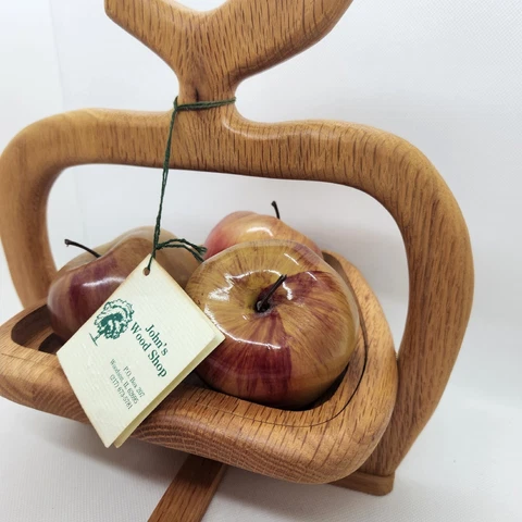 Wooden Foldable Fruit Basket Or Trivet Hand Crafted Cover