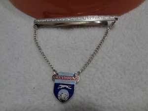 Vintage 1930s Greyhound Bus Lines Metal Enameled Pendant Tie Bar - Picture 1 of 2