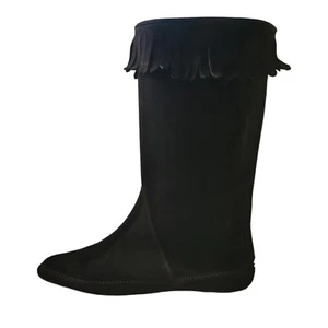 Jimmy Choo Wave Suede Fringe Trim Mid-Calf Moccasin Round Flat Boots 39.5 - Picture 1 of 8