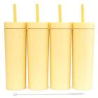 STRATA CUPS SKINNY TUMBLERS (4 pack) 16oz Matte Yellow Colored Acrylic Tumblers