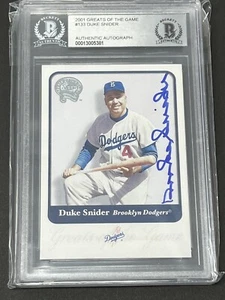 2001 Greats of the Game #133 Duke Snider Dodgers Signed Card BAS Beckett - Picture 1 of 1