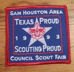 SAM HOUSTON AREA COUNCIL 1993 SCOUT FAIR BOY SCOUT PATCH SPEDIZIONE GRATUITA - Foto 1 di 2