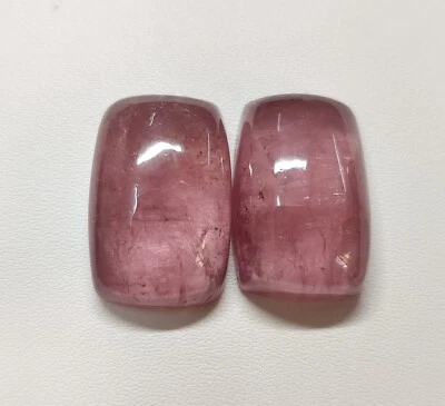 Natural Tourmaline Cabochon Pair Cushion Shape Pink Gemstone Jewelry 34.2 Cts - Image 1 of 4