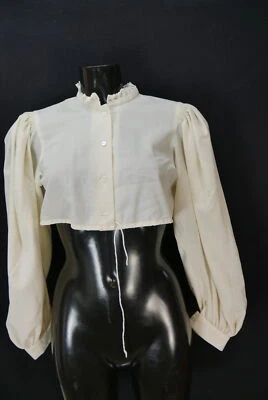 Gr.46 Dirndlbluse creme Bluse für Dirndl Baumwollmischung mit Spitze B10597 - Bild 1 von 4