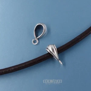 2 Oxidized Sterling Silver V Pendant Bail w/Open Loop Connectors #33355 - Picture 1 of 3