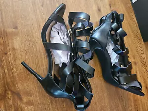 Stivali donna Shoedazzle Gladiator punta aperta al ginocchio tacco alto discoteca - Foto 1 di 15