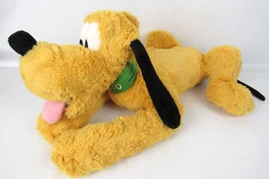 Vint Disney Store Pluto Peluche 15" Floppy Sdraiato, Collare Verde, Morbido Imbottito - Foto 1 di 7