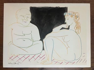 Pablo Picasso 1954 Original Lithograph, "Old Man and Girl (First Drawing)" - Picture 1 of 4