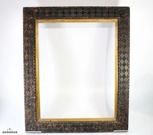 Antik Volkskunst Chip geschnitztes Holz 21"" x 17,5"" Bild/Gemälde Rahmen um 1800 - Bild 1 von 7