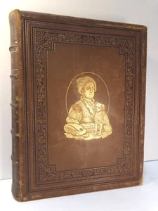 Complete Works of William Hogarth, 1860's Antique Gilt Leather Tome 091622WNON - Bild 1 von 7