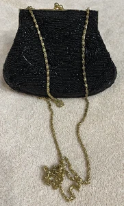 Vintage Perlen Abendtasche, Schulterkette oder Clutch, Druckknopfverschluss - Bild 1 von 5