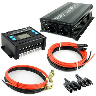 Solar Set 1500 Watt Wandler 30A Laderegler Stecker Kabel Inselanlage Zubehör - Bild 1 von 4