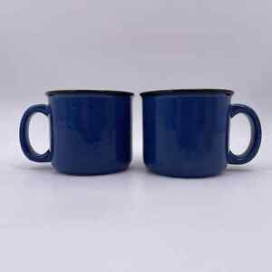 Set of 2 Marlboro Unlimited Coffee Mug Blue Speckled Heavy Glazed Porcelain