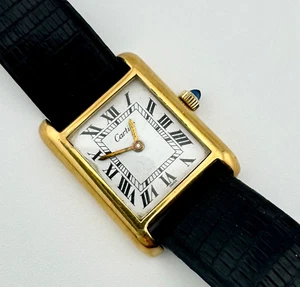 Cartier Tank 5512 106 Gold Plated Mechanical Wristwatch 21mm Case Runs AS IS - Picture 1 of 8