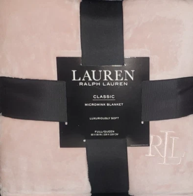 Ralph Lauren Classic Micromink Blanket Full/Queen Light Pink 90"x90" Soft Blush - Image 1 of 4