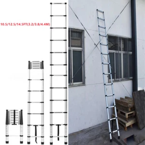 Escaleras telescópicas de aluminio de extensión plegables antideslizantes 10,5/12,5/14,5 pies - Imagen 1 de 17