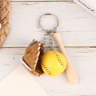 3D PU Colorful Mini Baseball Glove Wooden Bat Keychain Sports Car Key Chain SN?