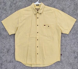 Vintage Men's L Shirt Yellow No Wrinkle Breathable Moisture Wicking Cotton Thick - Picture 1 of 10