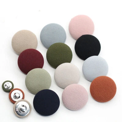 10Pcs 11-25mm Smooth Satin Fabric Covered Metal Shank Buttons For Sewing Blouses - Image 1 of 4